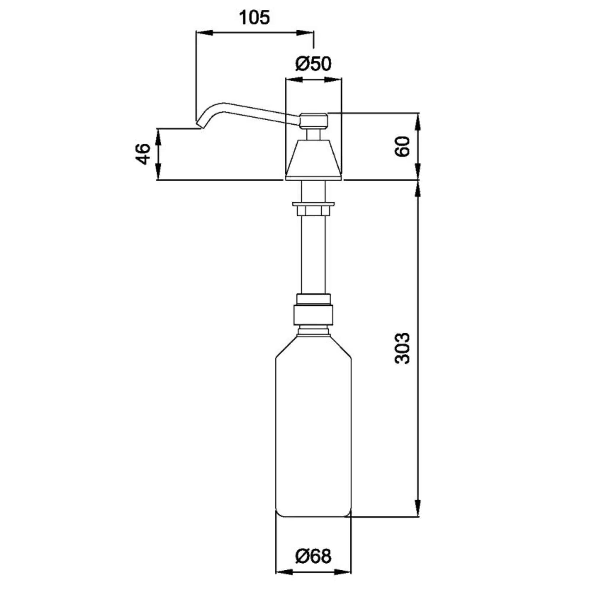 06.6010 Dolphin Counter Mounted 1000ml Chrome Plated Brass Soap Dispenser - Image 2