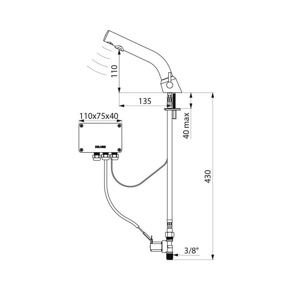 378MCH DELABIE BINOPTIC Mains Supplied Polished Chrome Mixer Tap - Image 4