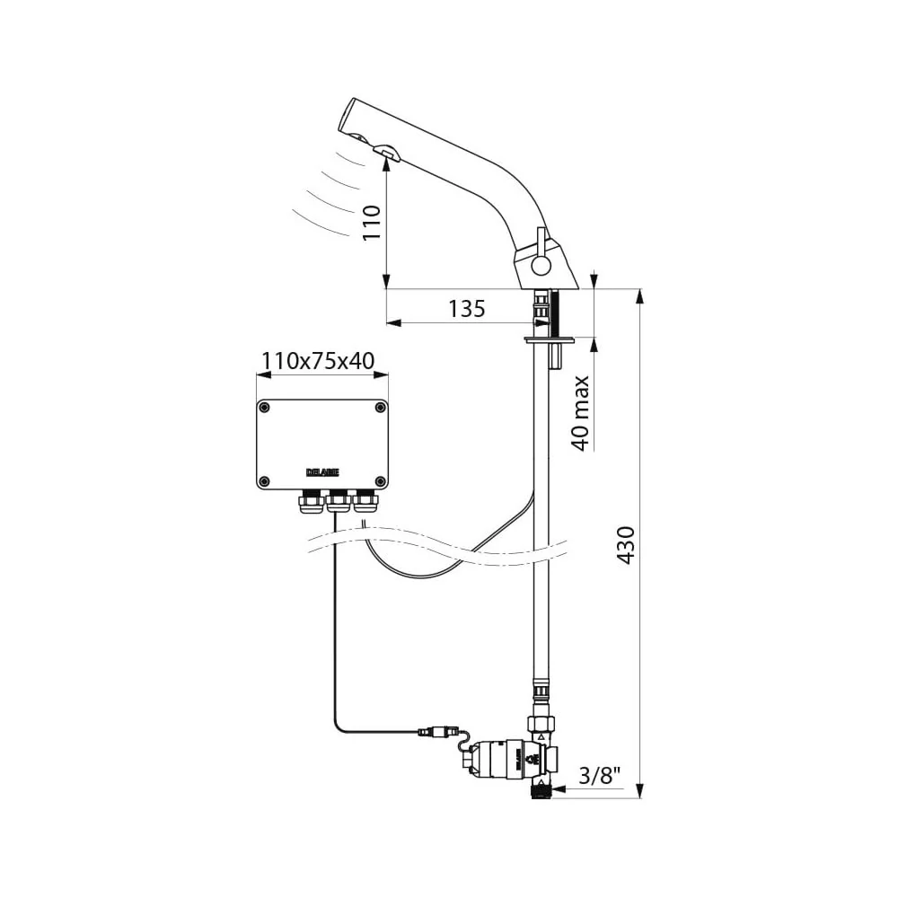 378MCHB / 478MCHB DELABIE Black BINOPTIC Electronic Tap/Mixer For Recessed Basins - Image 3