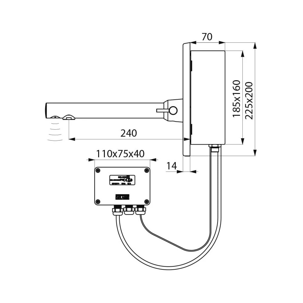 379ECM DELABIE BINOPTIC Wall Mounted M3/8" Automatic Mixer Tap - Image 2