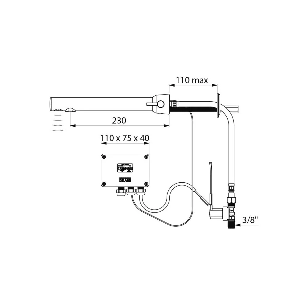 379MCH DELABIE BINOPTIC Cross Wall Mains Supplied Wall Mounted Electronic Mixer Tap - Image 4