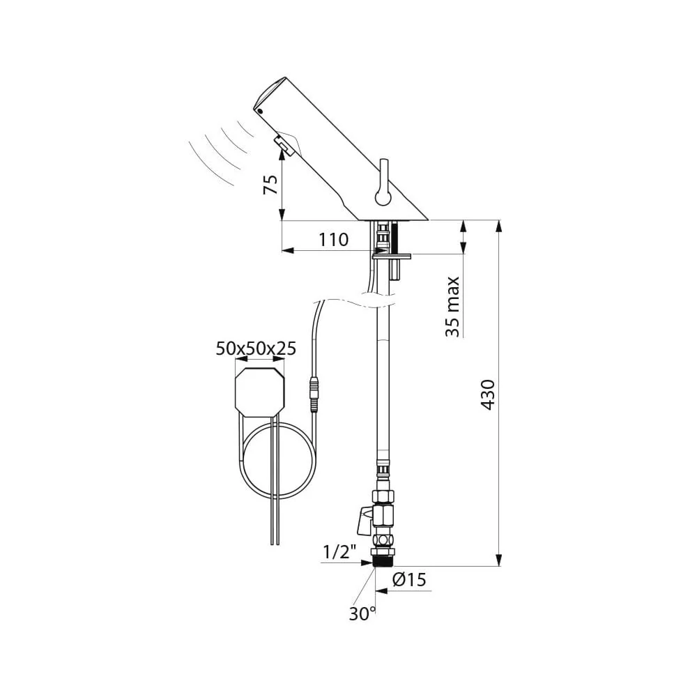 49000015 DELABIE TEMPOMATIC Recessed Mains Supplied Deck Mounted Mixer Tap - Image 4