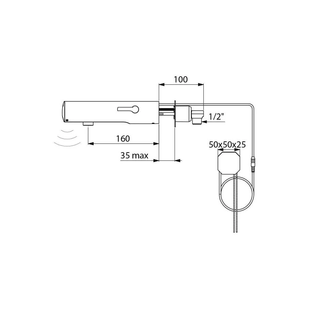 493400 / 493406 DELABIE TEMPOMATIC Wall Mounted 160mm Electronic Mixer Tap - Image 5