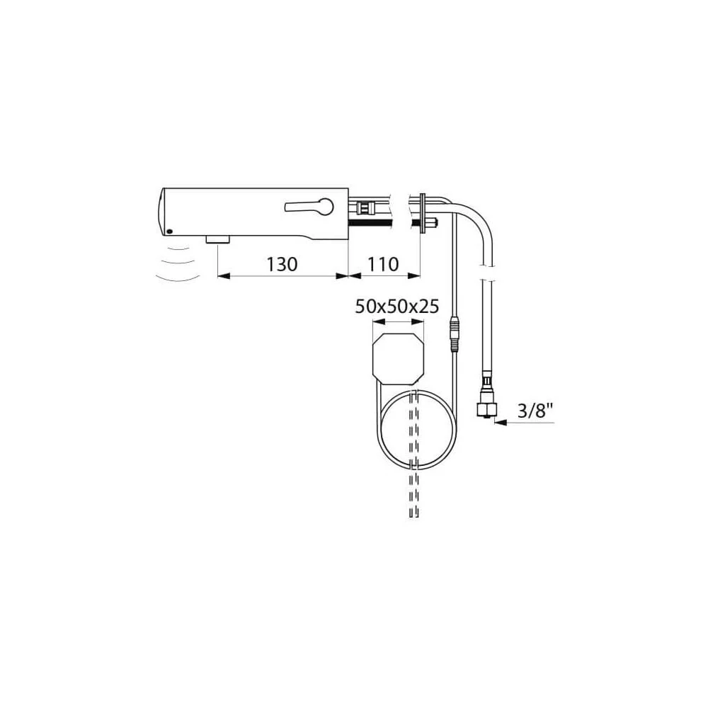 493410 / 493416 DELABIE TEMPOMATIC Wall Mounted F3/8" 130mm Electronic Mixer Tap - Image 4