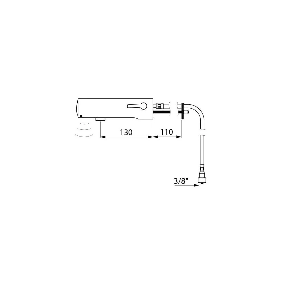 493410 / 493416 DELABIE TEMPOMATIC Wall Mounted F3/8" 130mm Electronic Mixer Tap - Image 5