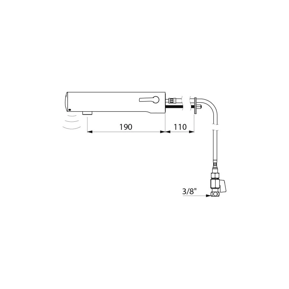 493510 / 493516 DELABIE TEMPOMATIC Wall Mounted F3/8" 190mm Electronic Mixer Tap - Image 4