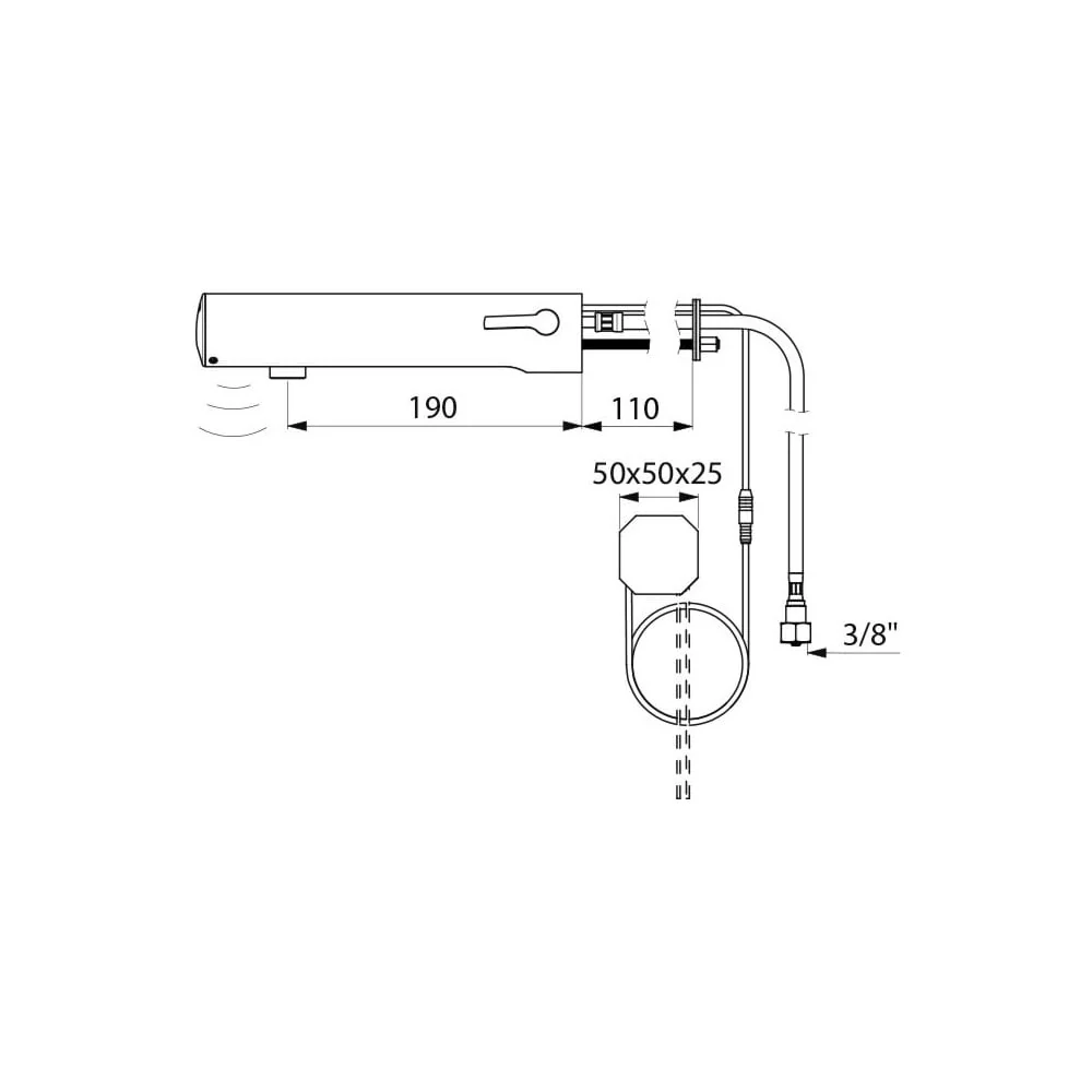 493510 / 493516 DELABIE TEMPOMATIC Wall Mounted F3/8" 190mm Electronic Mixer Tap - Image 5