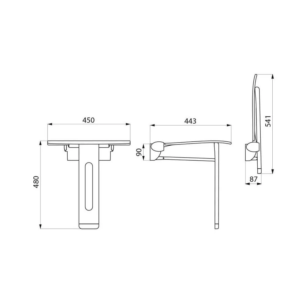 511930 Be-Line® Removable Lift-Up Aluminium Shower Seat with Leg - Image 7