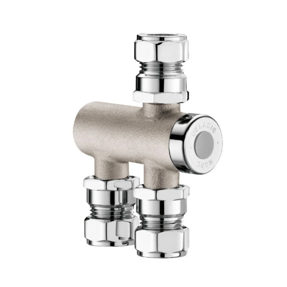732115 DELABIE PREMIX NANO Parallel Thermostatic Mixer Ø15mm Nickel Body