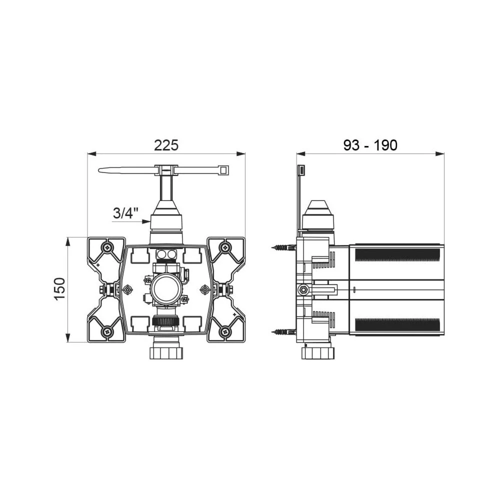 763BOX DELABIE TEMPOFLUX 3 WC 3/4" valve recessed AB, 3L/6L, kit 1/2 - Image 2