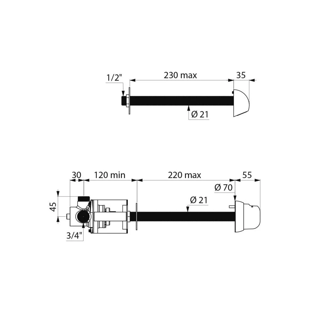 796209 TEMPOMIX Time Flow Shower Kit for Cross Wall Installation - Image 2