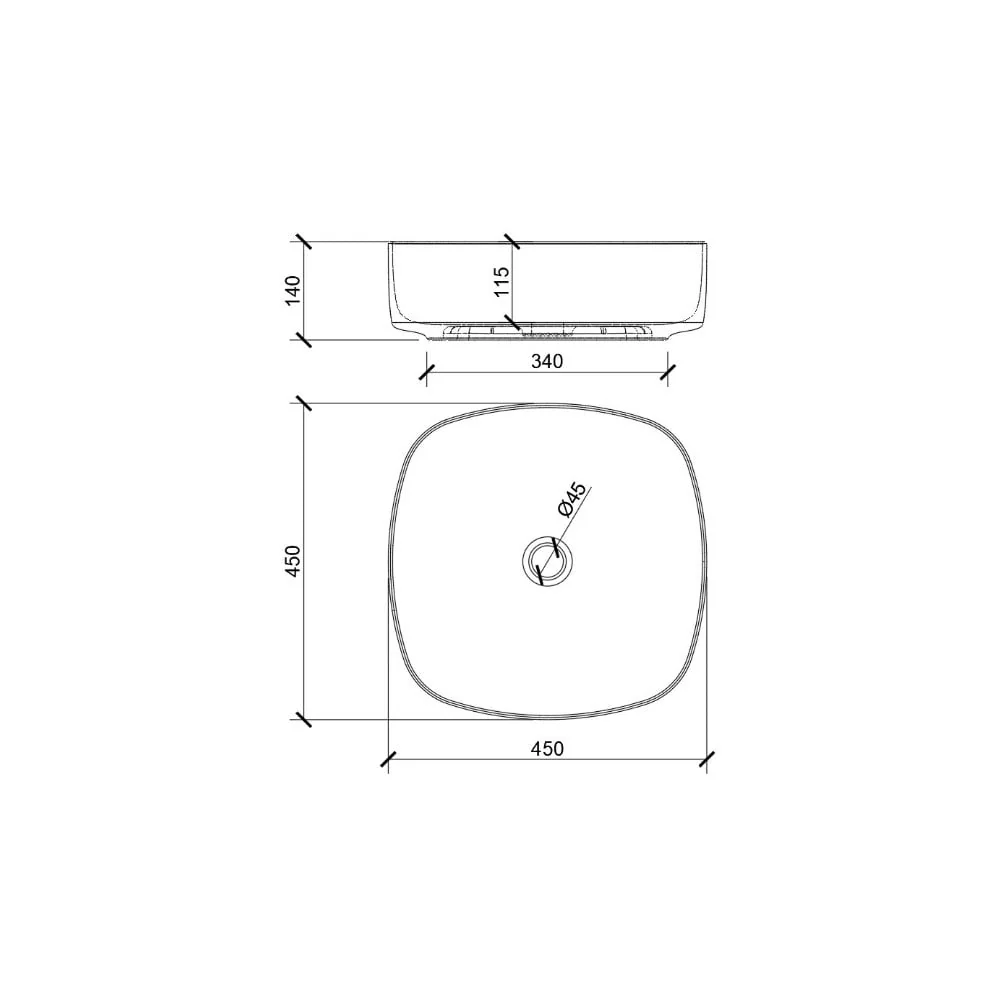 AQUAECO Attache Countertop Square Wash Basin 450x450 - Image 3