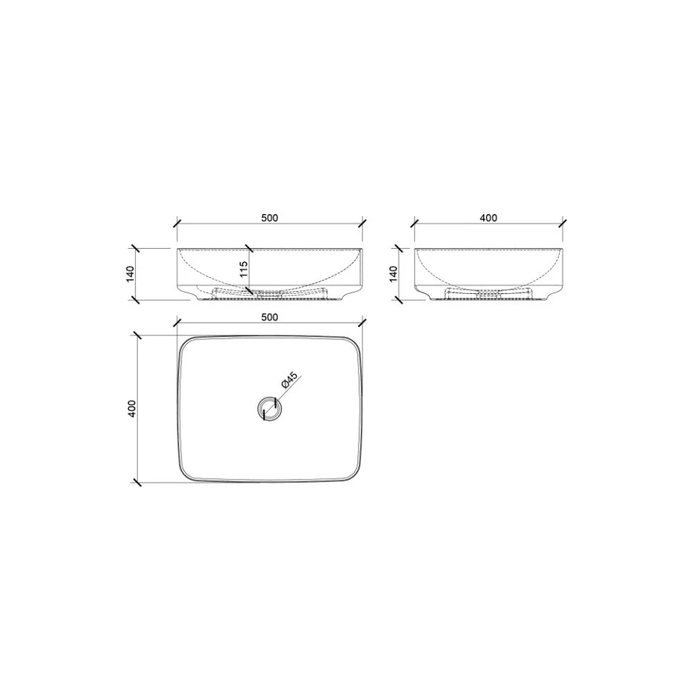 AQUAECO Attache Countertop Wash Basin 500x400 - Image 4