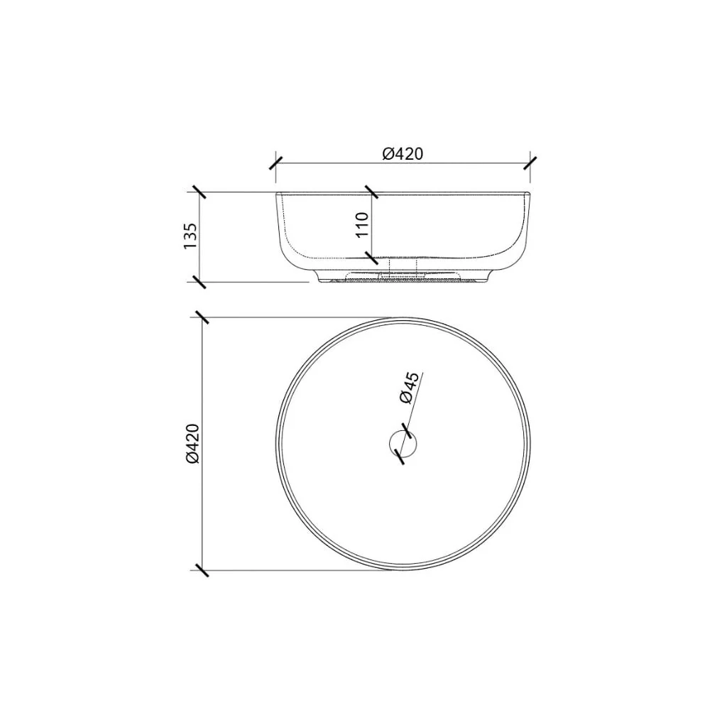 AQUAECO Envoy Round Countertop Wash Basin Ø420mm - Image 3