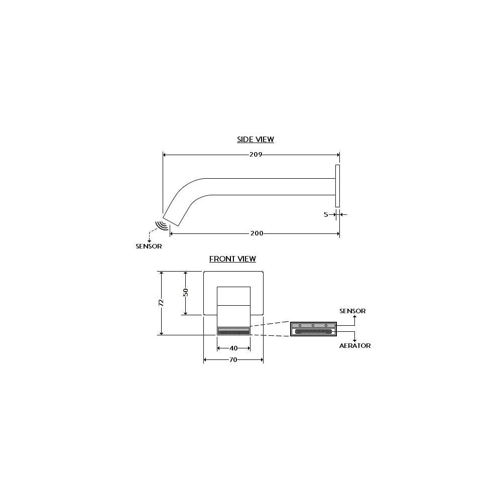 AQUAZONE SMOOTH Concealed Sensor Tap - Image 2