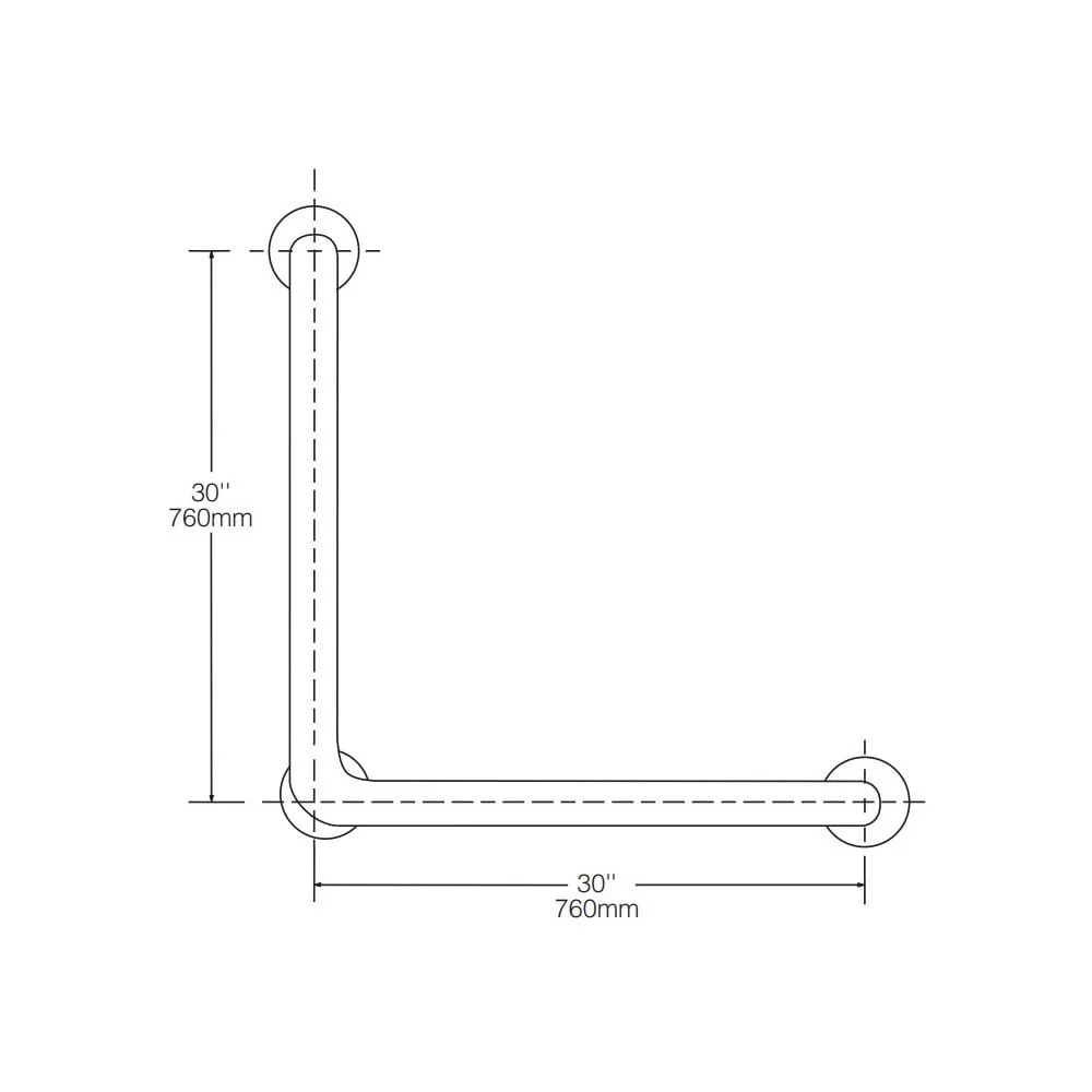 B-6898.99 38mm Diameter L-Shaped AISI 304 Stainless Steel with Peened Grip Grab Bar - Image 2