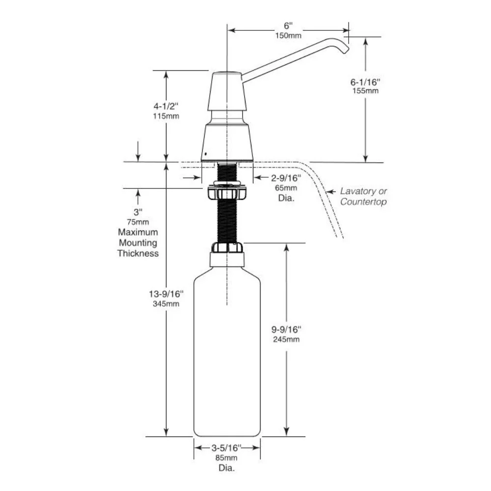 B-823 / B-8236 Counter Foaming Soap Dispenser (100 or 150mm Spout) - Image 11