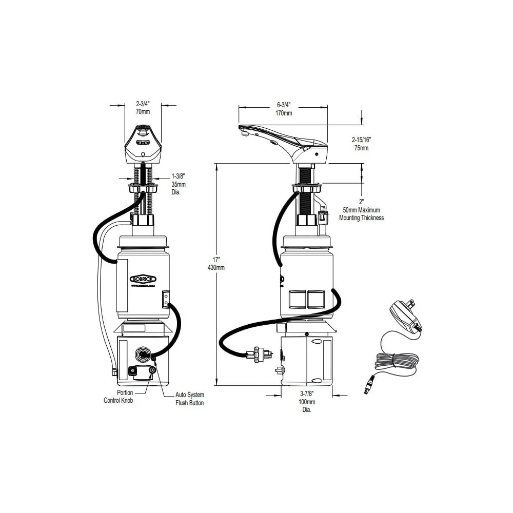 B-840 / B-842 Bobrick Designer Deck Mounted Automatic Foam Soap Dispenser - Image 3