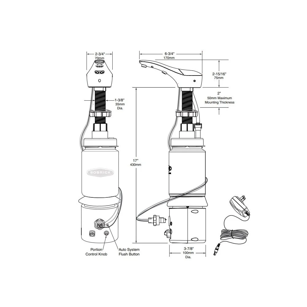 B-850 / B-852 Bobrick Designer Deck Mounted Automatic Liquid Soap Dispenser - Image 3