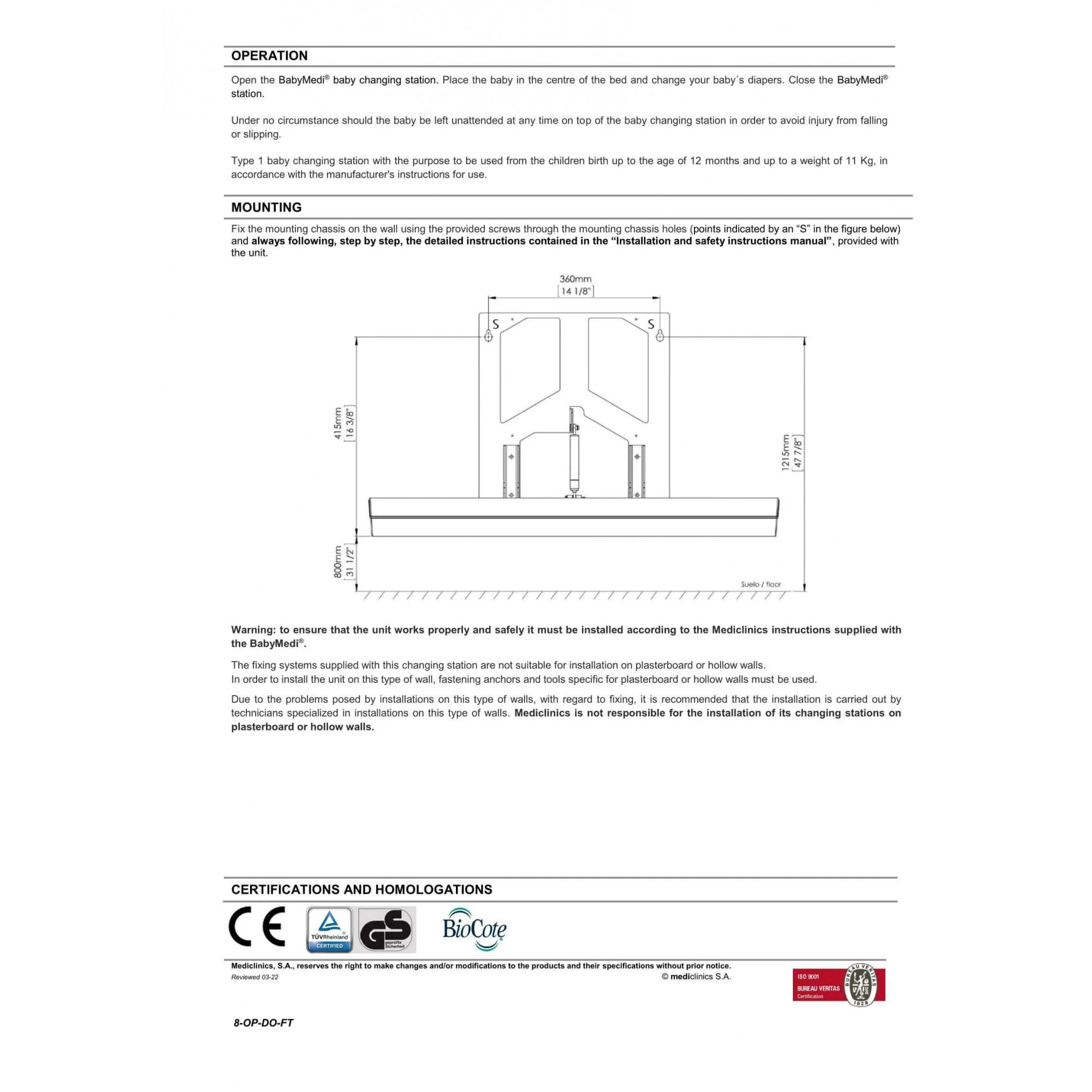 BabyMedi® Horizontal Baby Changing Station - Polypropylene / Stainless Steel - Image 14