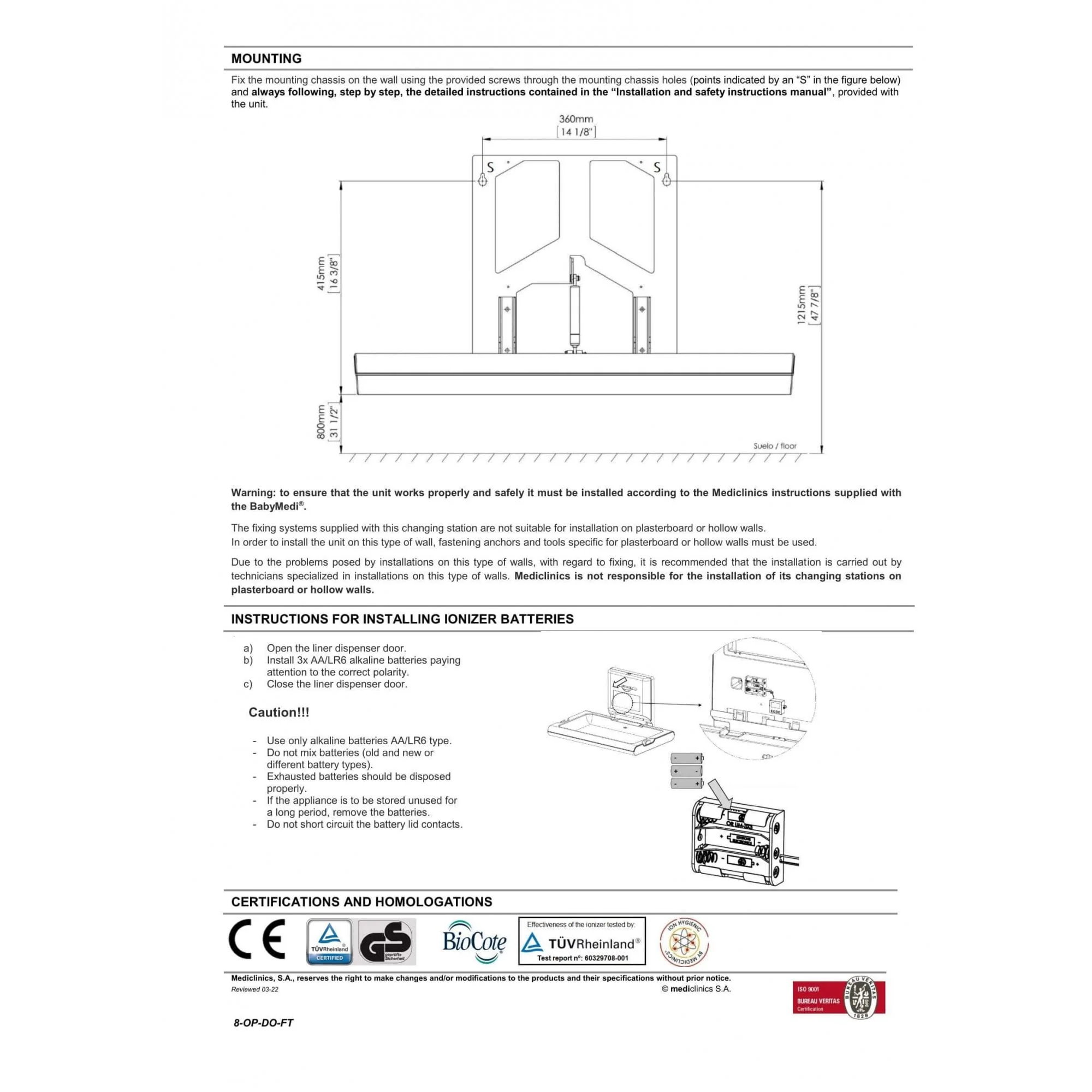 BabyMedi® Horizontal Baby Changing Station - Polypropylene / Stainless Steel with Ioniser - Image 15