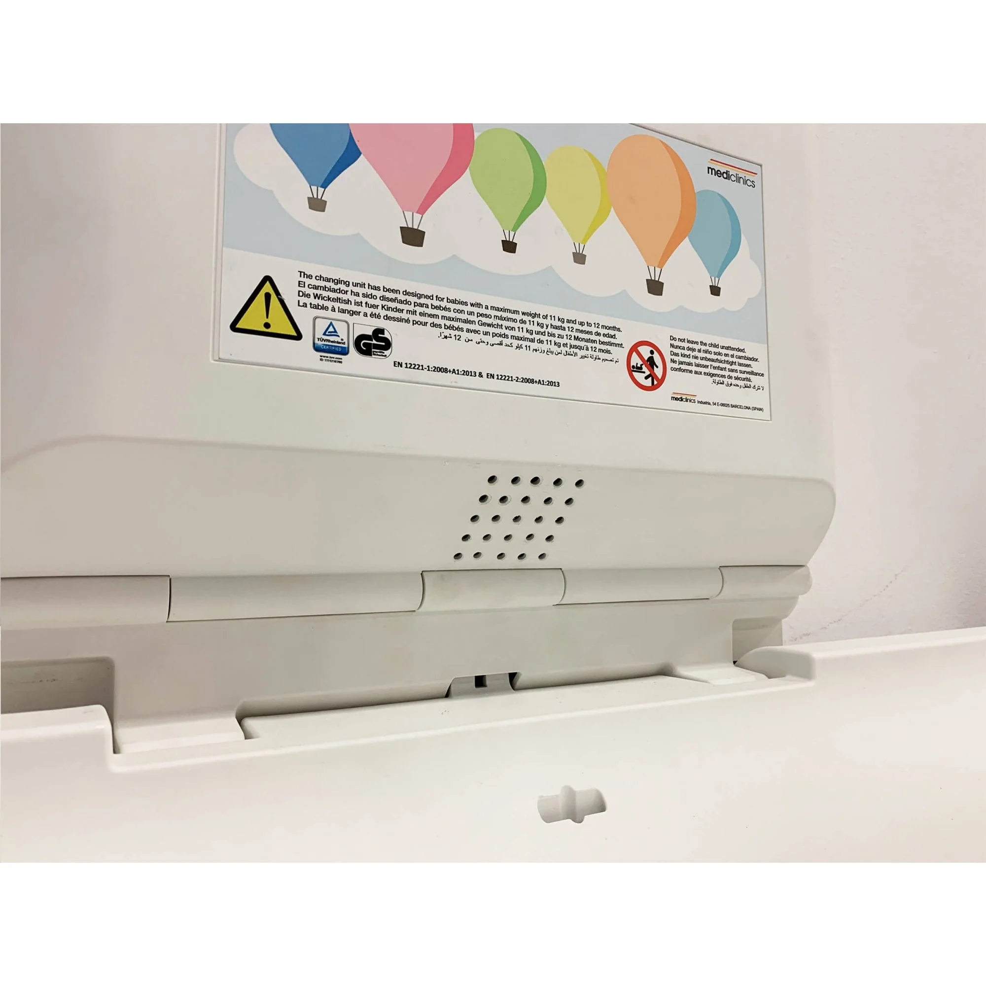 BabyMedi® Horizontal Baby Changing Station - Polypropylene / Stainless Steel with Ioniser - Image 7
