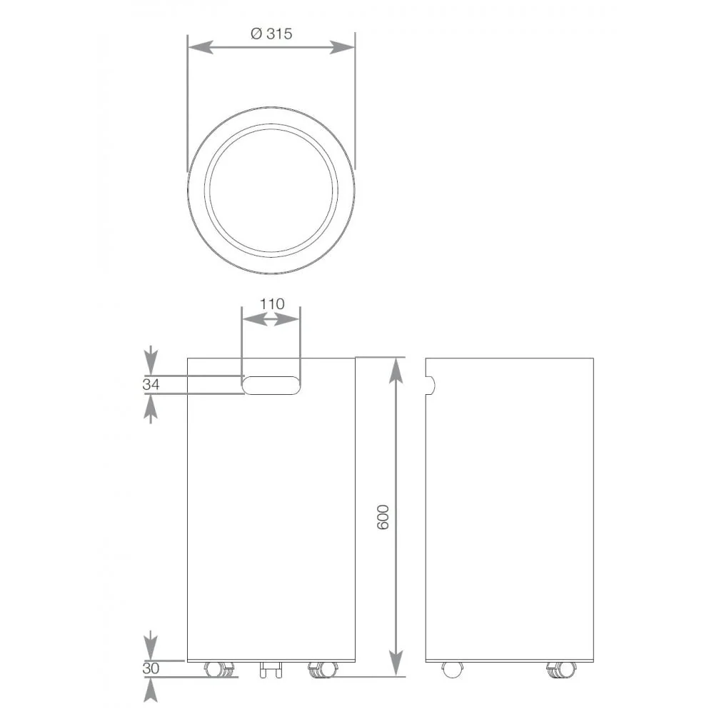 BC140 Dolphin 42L Stainless Steel Round Bin with Castors - Image 2