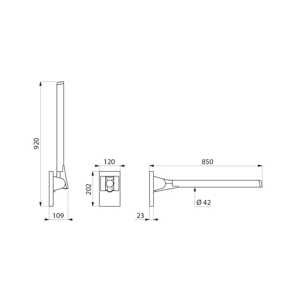 511964 Be-Line® 850mm Ø42mm Aluminium Drop-Down Support Rail - Image 5