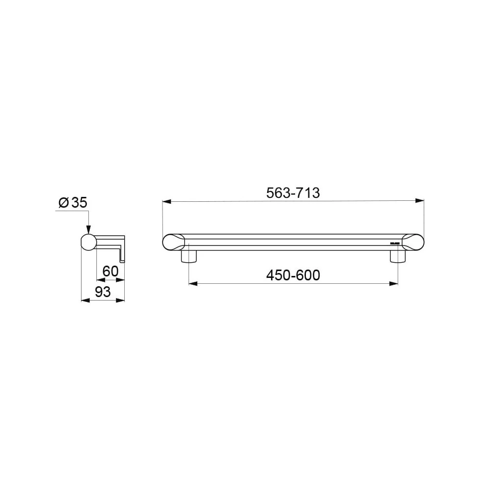 Be-Line® DOC M grab bar 511904M, 450mm Ø35mm - Image 5