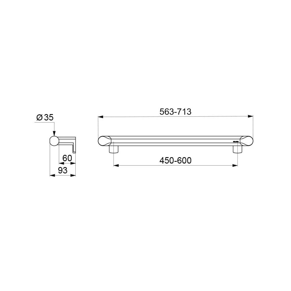 Be-Line® DOC M grab bar 511906M, 600mm Ø35mm - Image 5