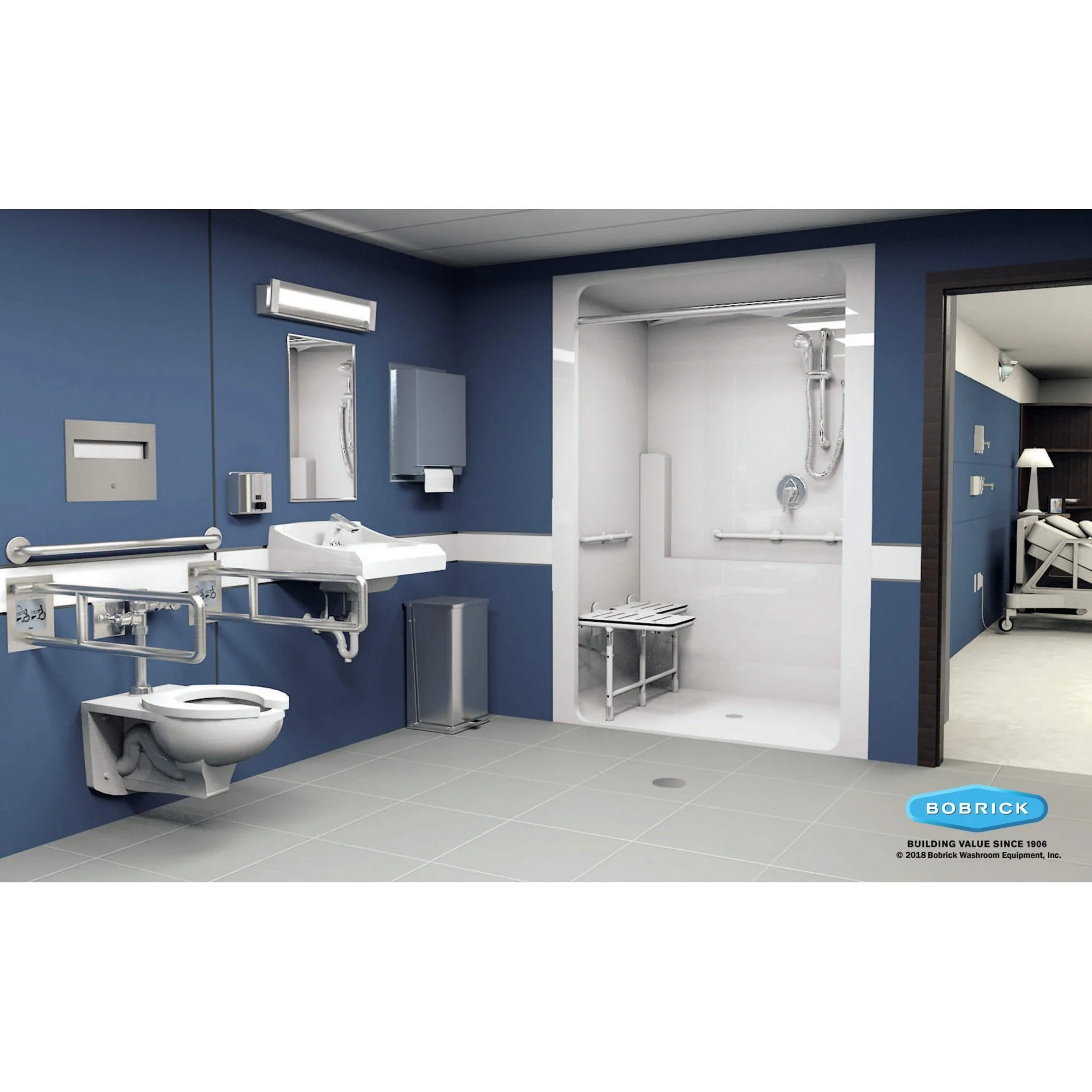 B-4998 735mm Stainless Steel Fold-down Grab Bar - Image 4