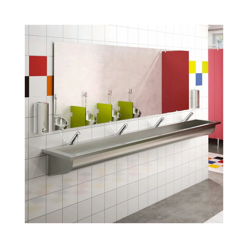 CANAL Wall-Mounted Stainless Steel Wash Trough L.1200mm with 2 x Ø22mm tap holes 121250 - Image 3