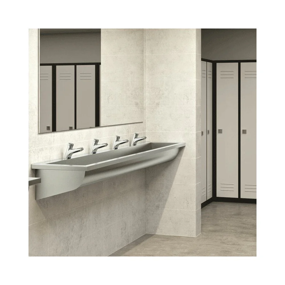 CANAL Wall-Mounted Stainless Steel Wash Trough L.1200mm with 2 x Ø22mm tap holes 121250 - Image 4