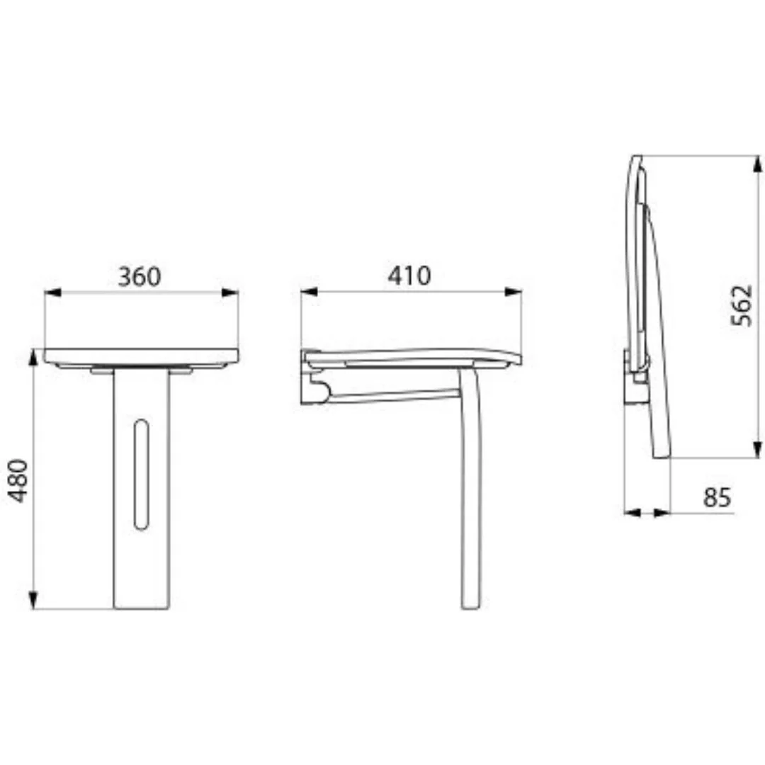 510405 Lift-Up Aluminium Shower Seat With Leg - Image 4