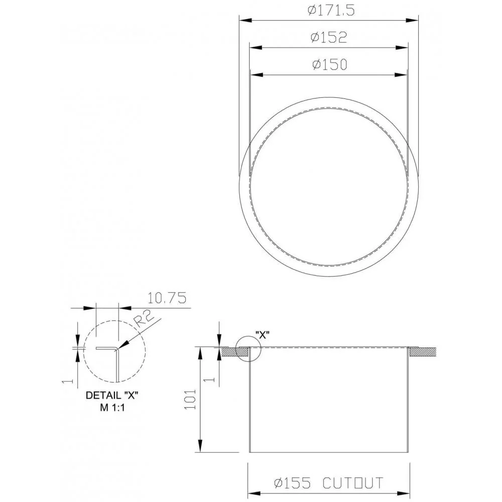Dolphin Counter Mounted Stainless Steel Bin Ring - Image 2