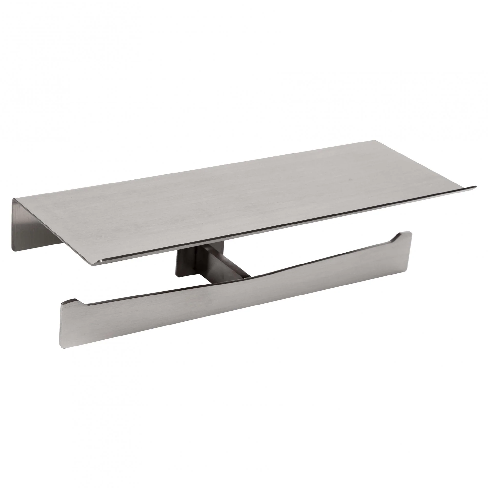 Double Black Toilet Paper Roll Holder with Shelf - Image 3