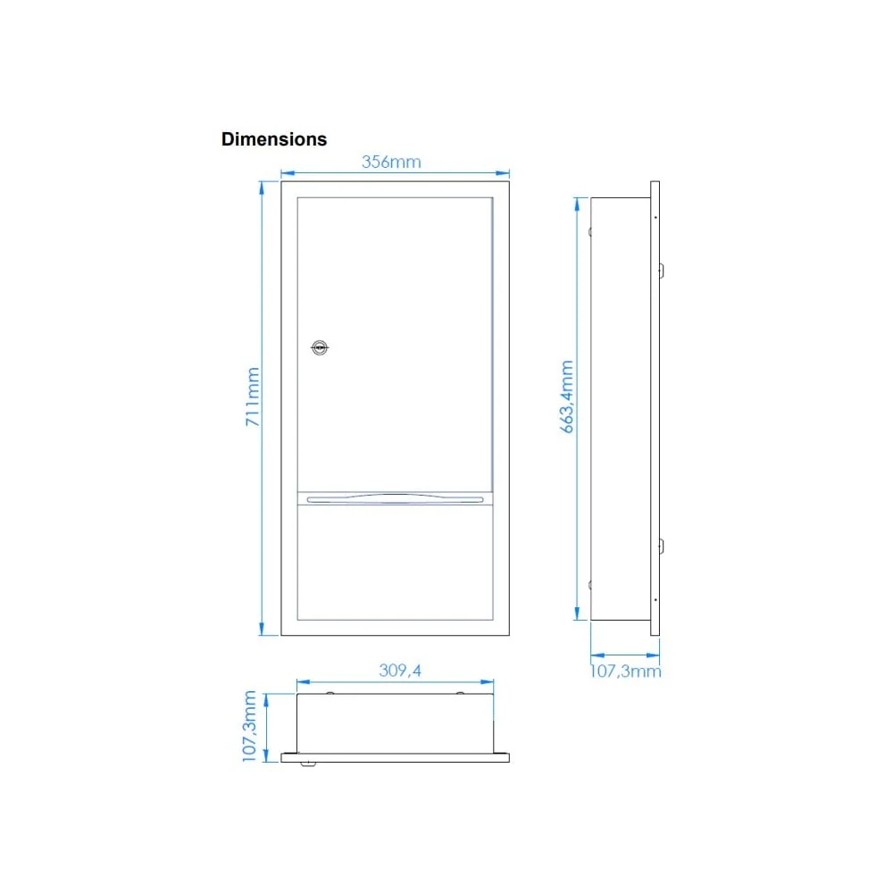 DTE0040CS Mediclinics Stainless Steel Recessed Paper Towel Dispenser - Image 2