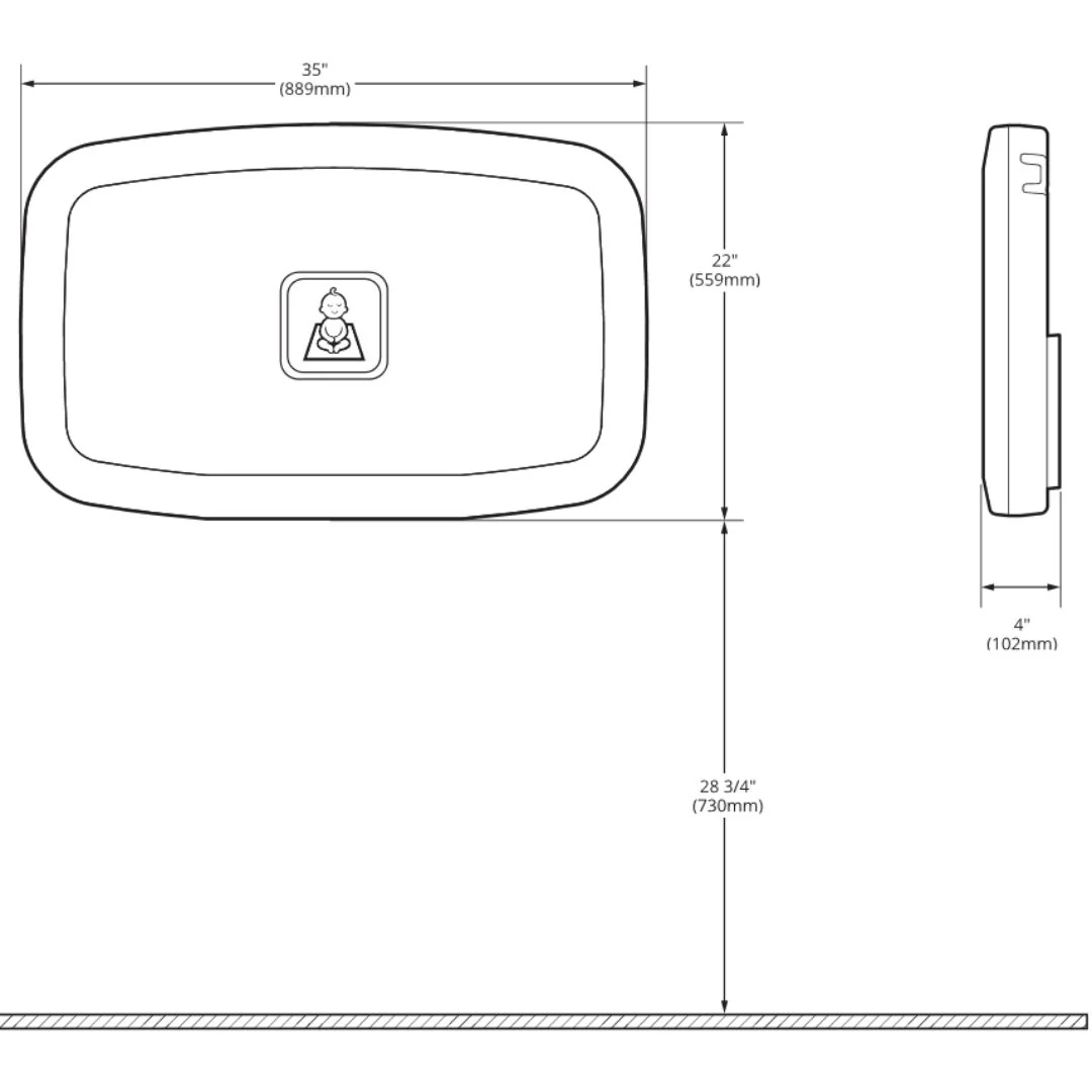 BCS-3/BCS-4 Gamco Horizontal Wall-Mounted Baby Changing Table - Image 7