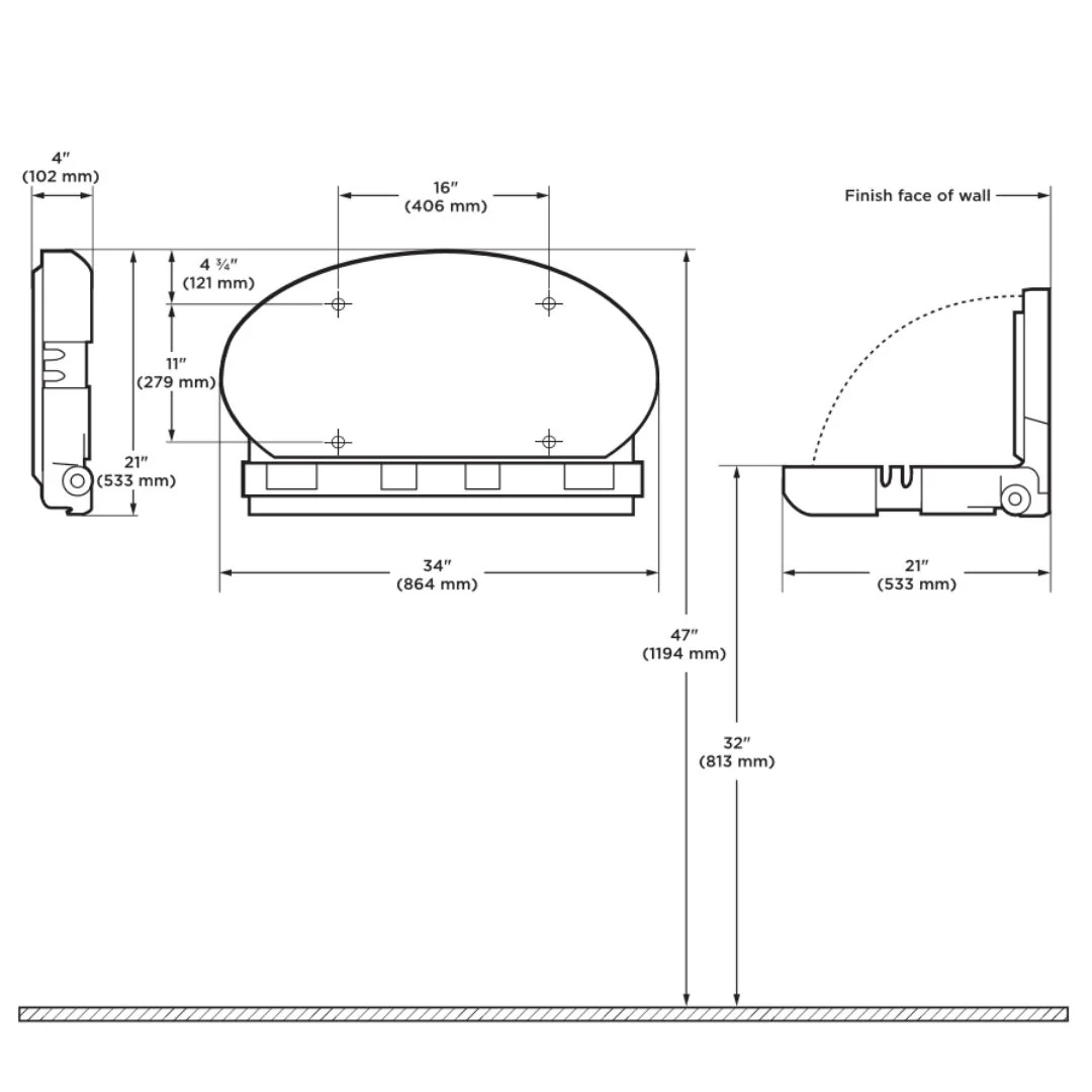 Koala Kare KB208 Oval Shaped Wall Baby Changing Table - Image 5