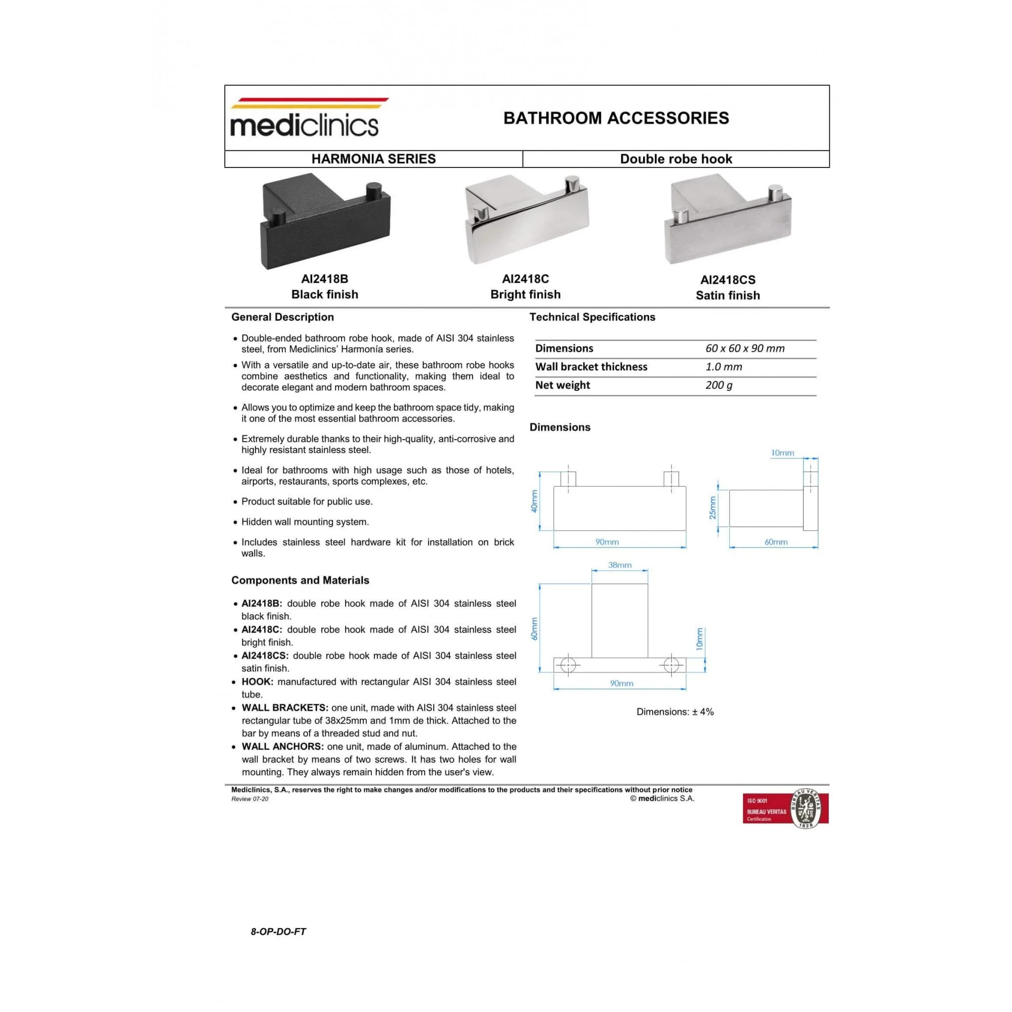 Mediclinics Double Bathroom Hook - Image 4