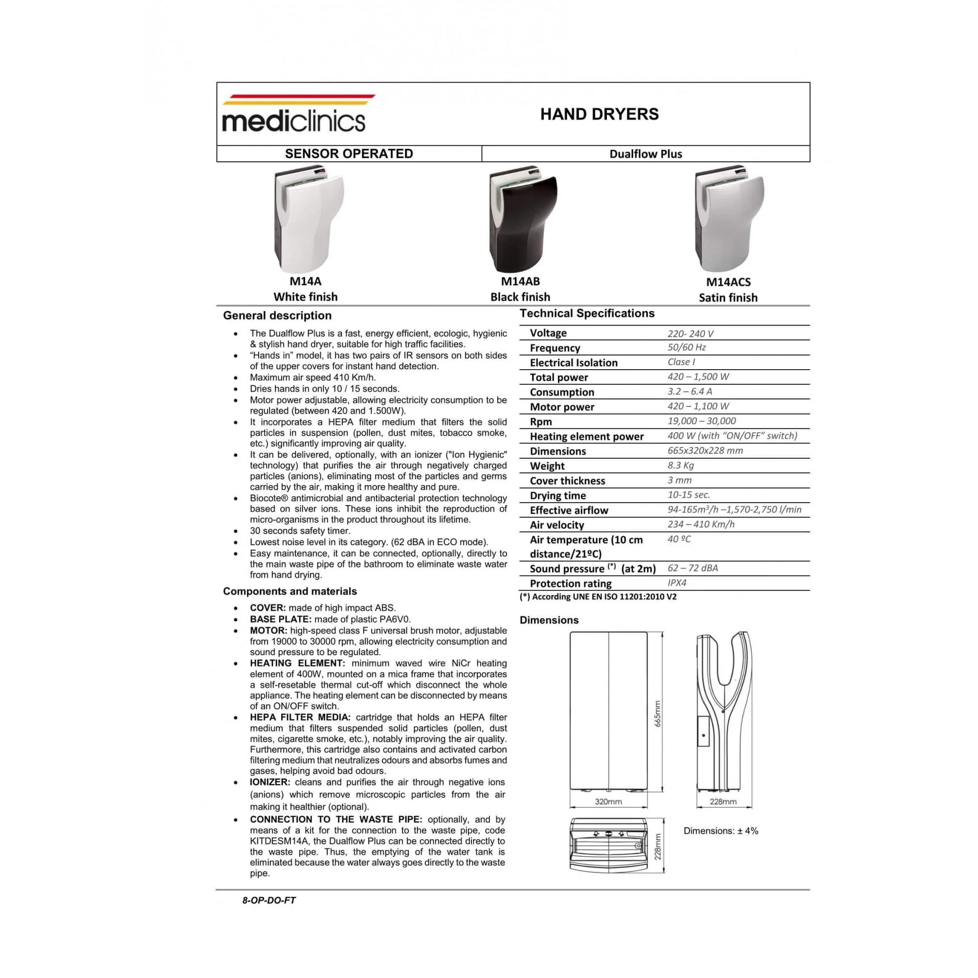 Mediclinics Dualflow® Plus Eco Hand Dryer - White - Image 2