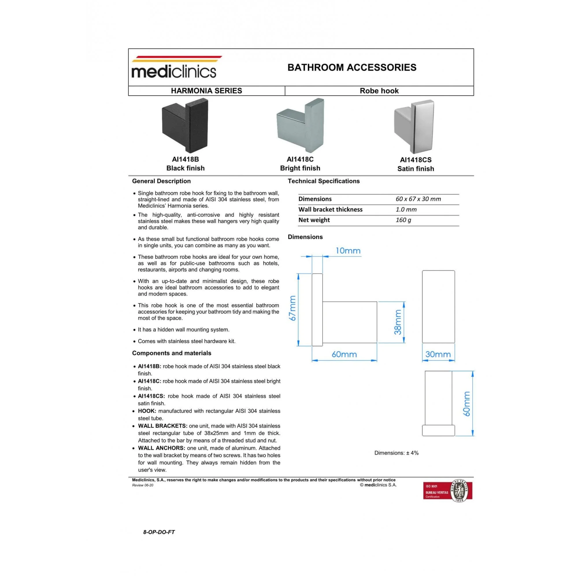 Mediclinics Single Bathroom Hook - Image 4