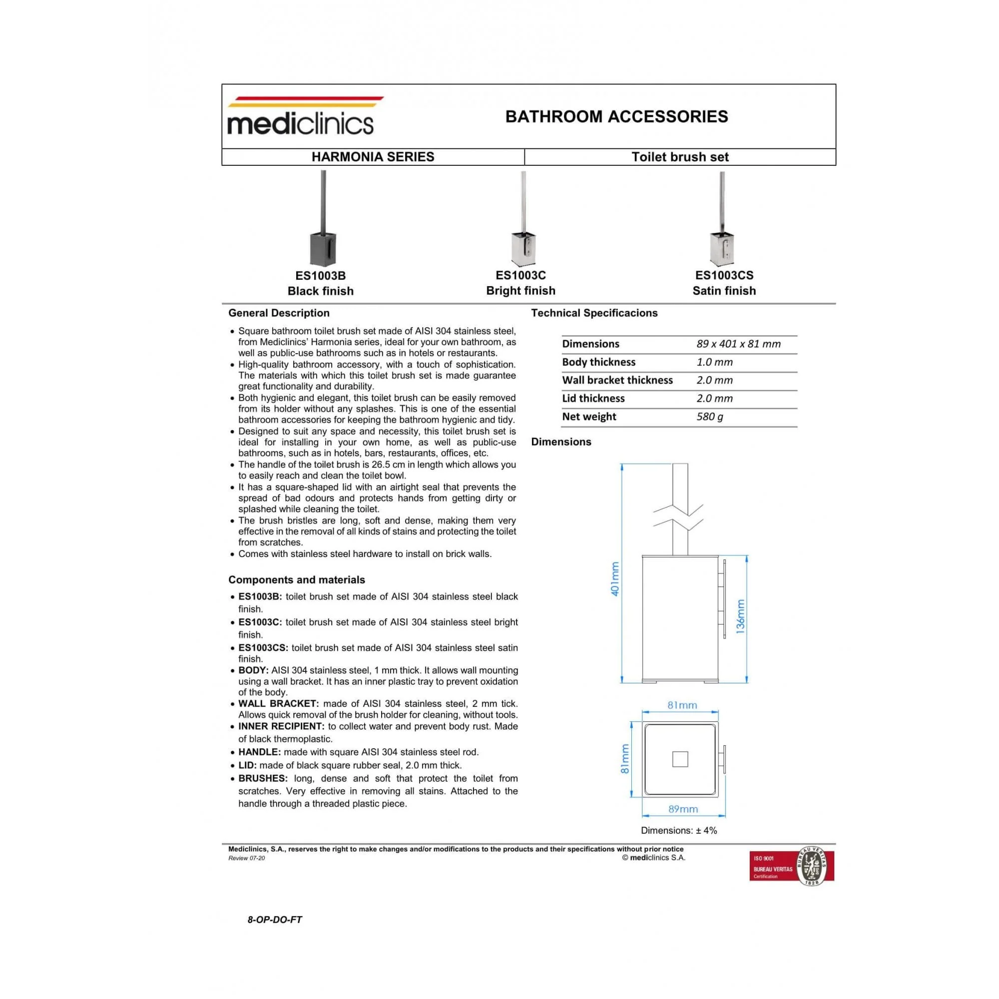 Mediclinics Square Toilet Brush Holder - Image 4