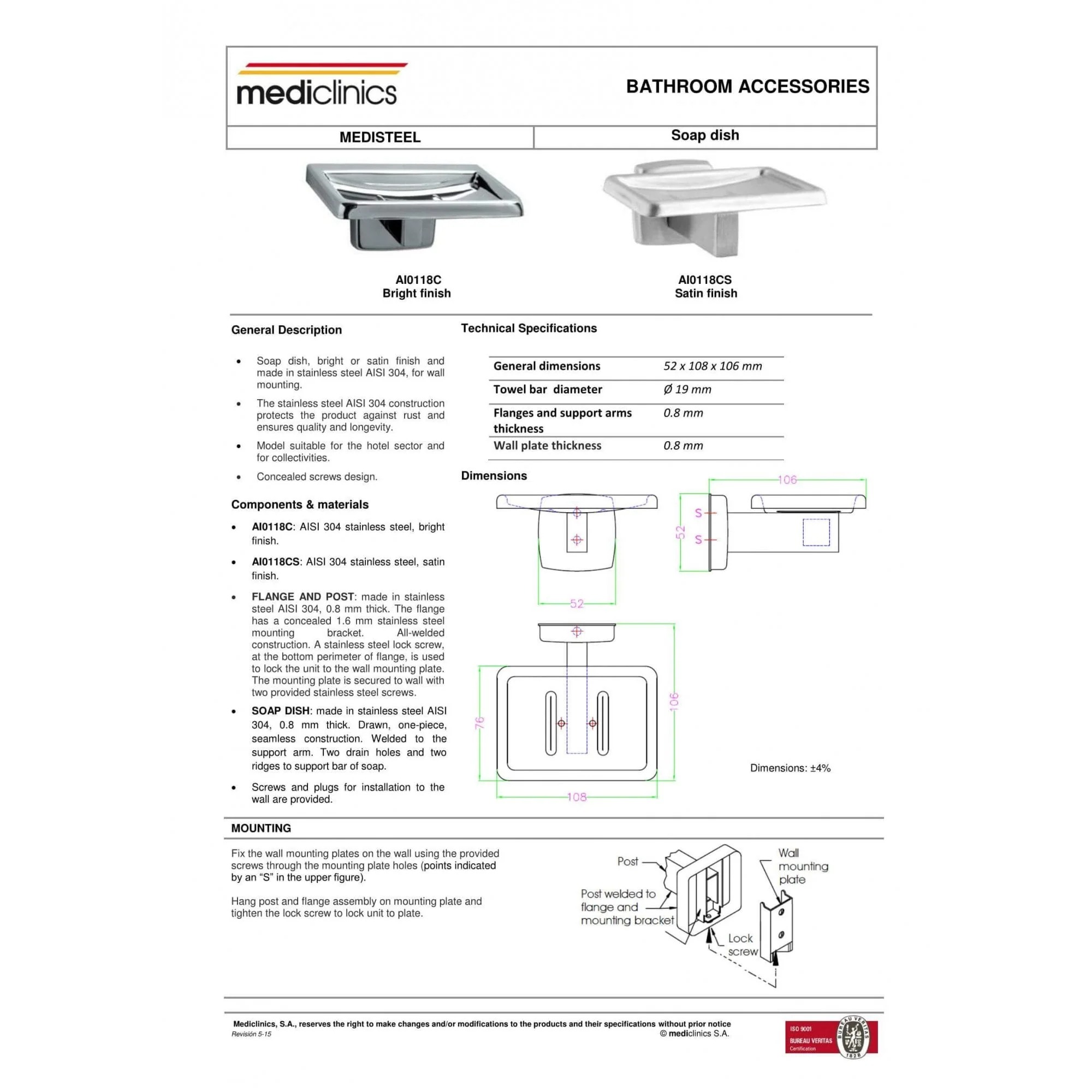 Mediclinics Stainless Steel Soap Dish - Image 3