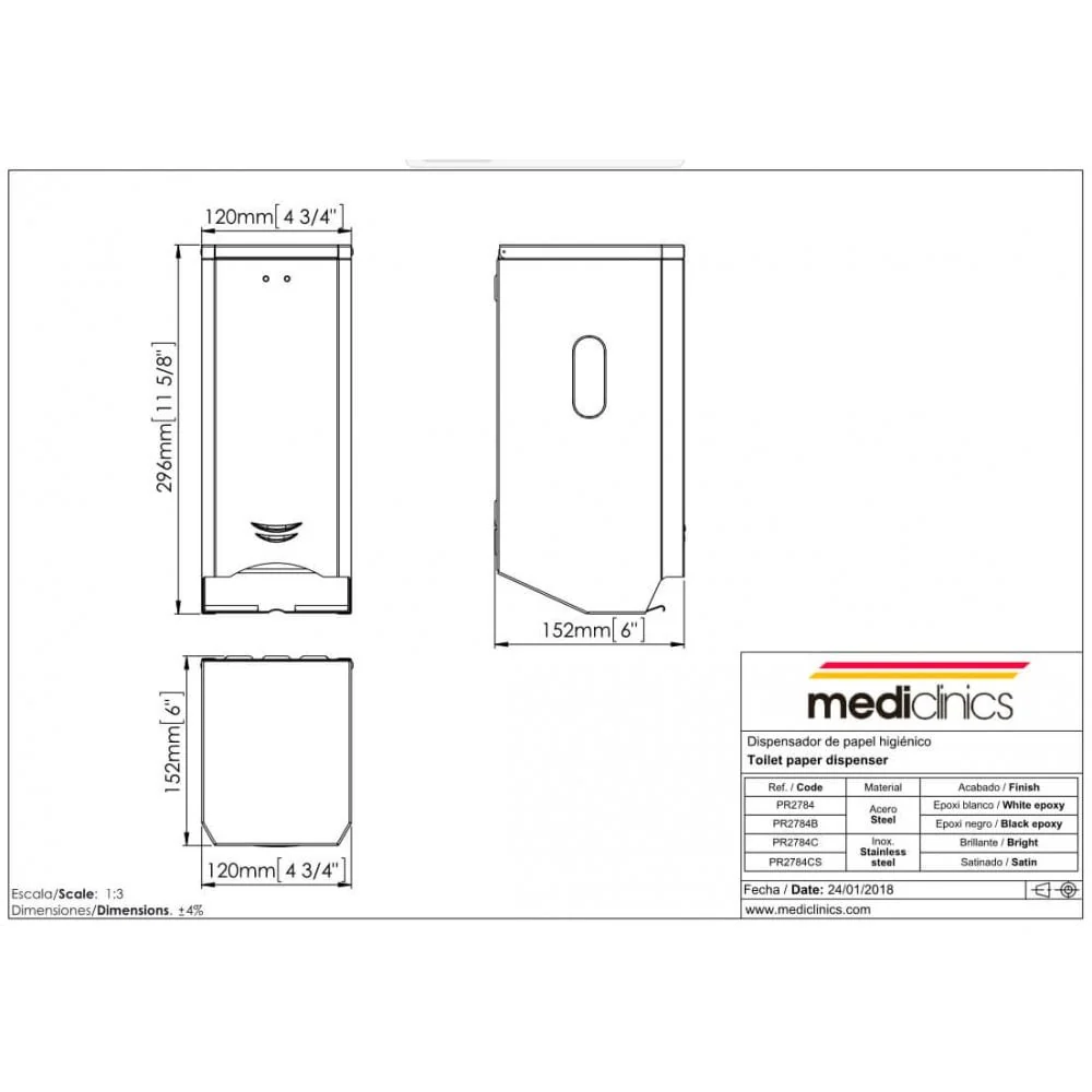 Mediclinics Standard Surface Mounted Toilet Paper Dispenser - Image 5