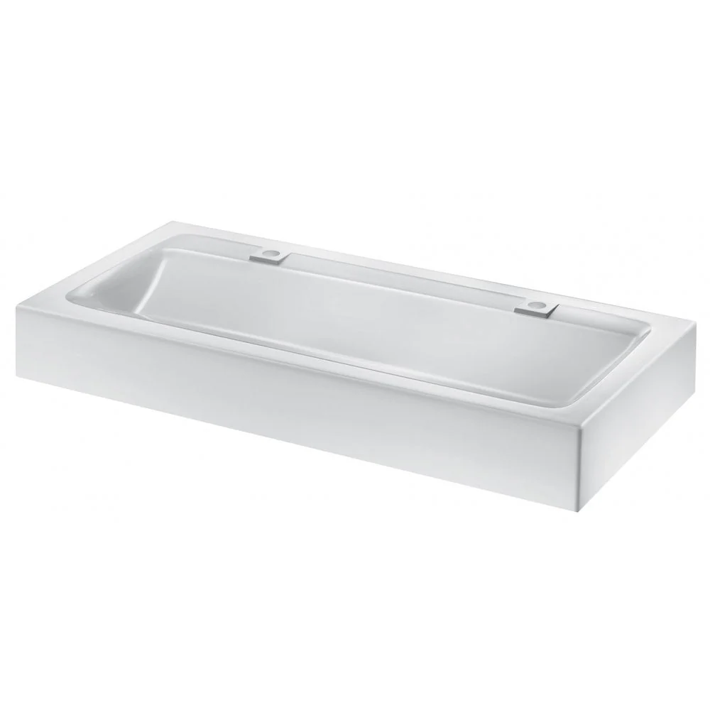 MINERALCAST Wall-Mounted Wash Trough L.1200mm with 2 x Ø35mm tap holes 454122