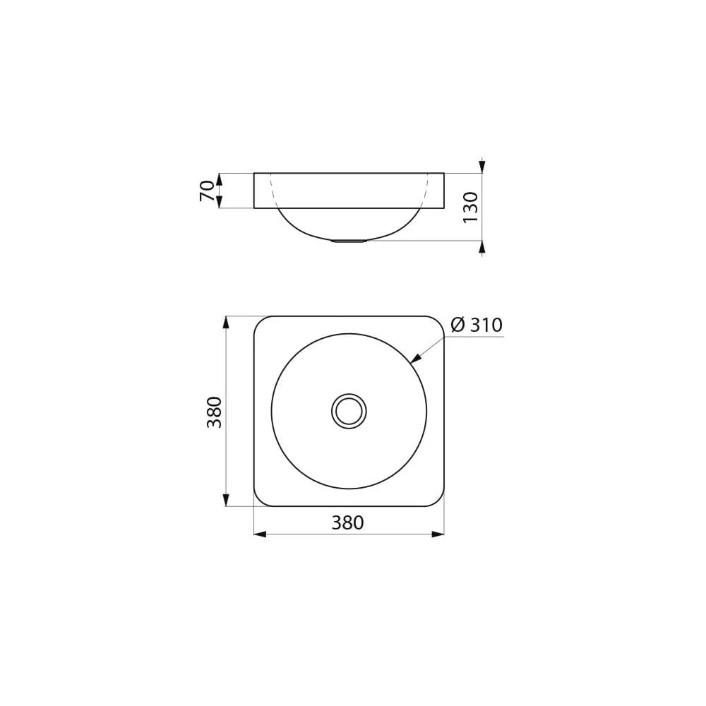 QUADRA 304 Stainless Steel Countertop Basin 380x380 120650 / 120650BK - Image 3