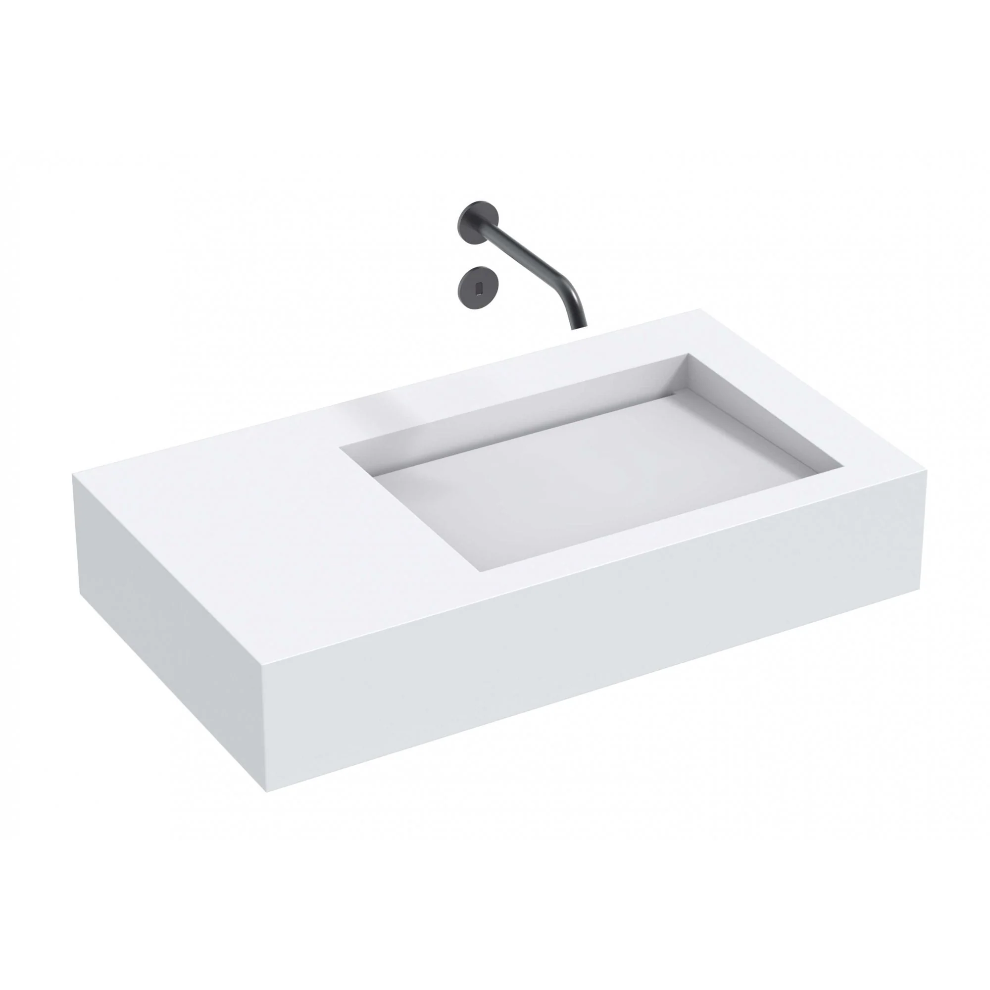 The Monolith M+ or L+ Series Wall Mounted Wash Basin With Left Hand Vanity Area L.800mm (450 or 600mm Depth) - Image 2