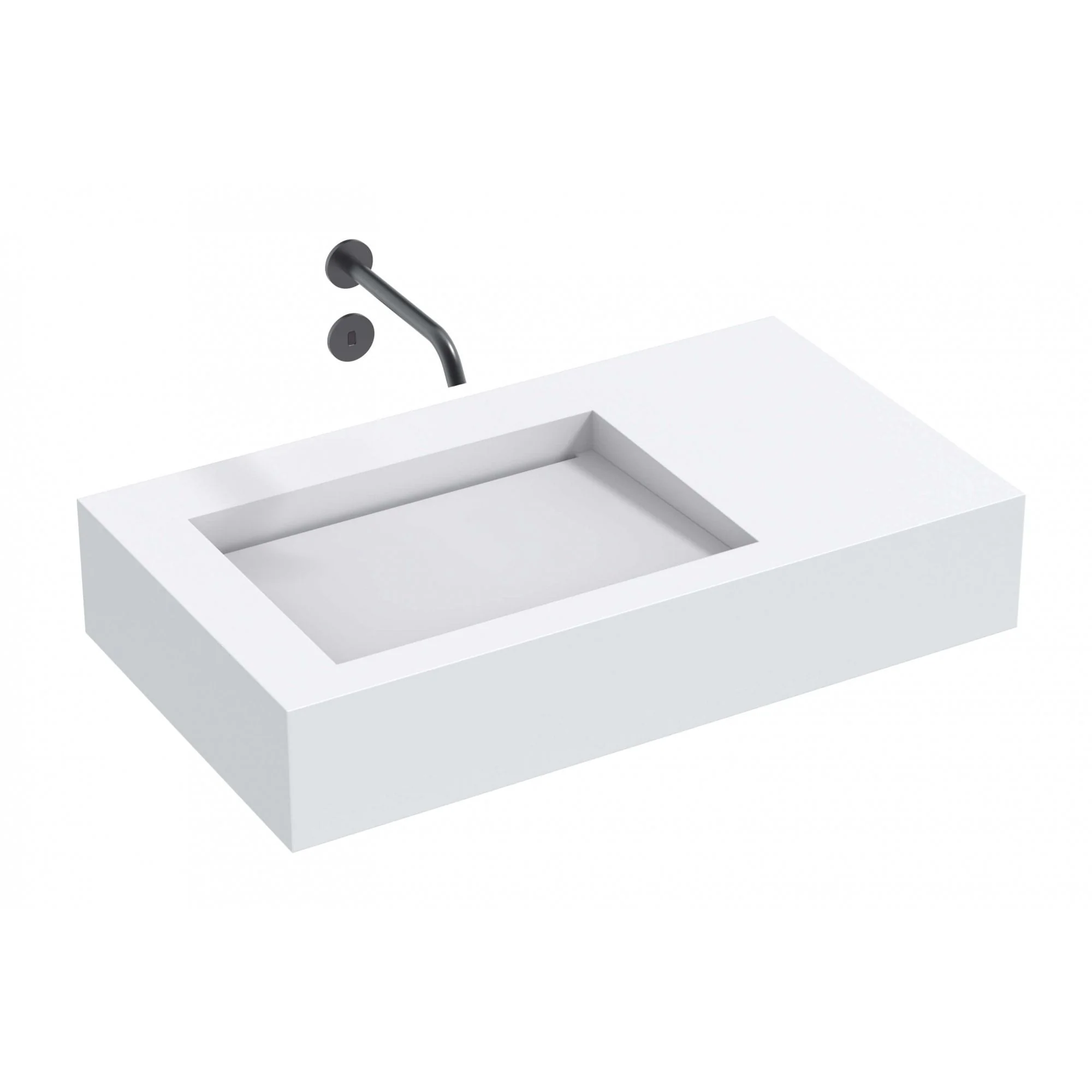 The Monolith M+ or L+ Series Wall Mounted Wash Basin With Right Hand Vanity Area L.800mm (450 or 600mm Depth) - Image 2