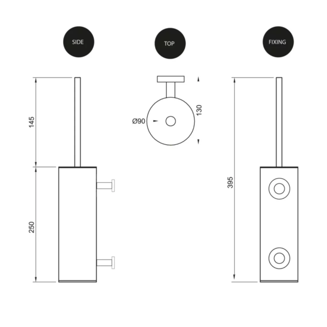 304 AISI Wall Mounted Cylindrical Toilet Brush and Holder TSL323 - Image 6